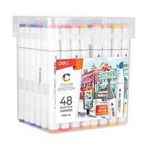 [델리] 삼각 트윈 스케치마카 48색 70803-48, 단품, 상세페이지 참조