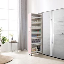 해해동동 루이스 230 틈새수납장 슬라이딩 주방수납장, 루이스 높은 틈새장 230, 핑크