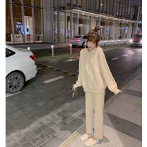 디핏허그 키멜 캐주얼 데일리 후드 팬츠 세트 루즈 임산부복