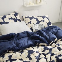 [플로라] 팝플라워 5mm 밍크 극세사 차렵이불 단품 SS, 색상:네이비 / 구성:01.극세사 차렵이불 단품 SS