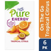 Crystal Light Pure Energy Tropical Citrus Drink Mix with Caffeine and B Vitamins 0.29 oz Wrapper, 1