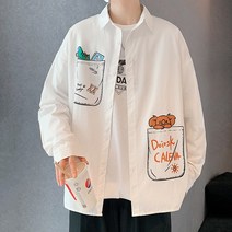 빅사이즈긴팔셔츠 이니셜 애니메이션 긴소매 상의 남자 조류표 뚱보 얇은 힙합 고가 와이드 루즈핏 가을 2887330385