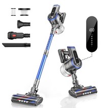 HONITURE 무선 진공 청소기 400W33kpa LED 터치스크린 최대 55분 사용 시간 1.2L 대용량 더스트 컵 2500mAH 대용량 스틱 클리너 경량 조용한 5중 여과, 블루