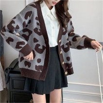 [오노마] ONM 여성 레오파드 니트 가디건 멋스러운 봄 코디