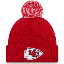 New Era 여성용 NFL 공식 코지 케이블 니트 커프 폼 비니 모자 애리조나 카디널스 레드, Kansas City Chiefs Red