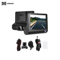 고속카메라 초고속카메라 3 자동차 DVR 4 인치 IPS 대시 캠 3 방향 풀 HD 1080P 운전 DVRs 듀얼 렌즈 특수 레코더 여행용, 01 black with rear len, 01 아무도