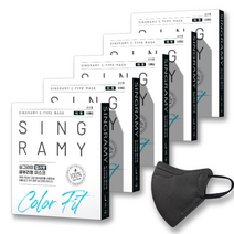 싱그라미 컬러핏 새부리형 마스크 50매 대형, 5개, 제트블랙, 10개입