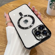 Luxury Plating Magnetic For Magsafe Wireless Charging Case iPhone 14 13 12 11 Pro Max Clear Soft Sil, [03] For iPhone 14 Pro, [02] Black