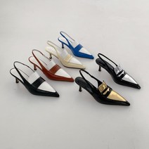 스틸레토 투톤 배색 슬링백힐 뮬힐 슬리퍼힐 샌들힐 7cm