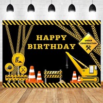 포토죤 포토존 만들기 설치 포토월 파티 생일 배경 만화 건설 영역 굴삭기 트럭 크레인, 150x100cm, mdn13045