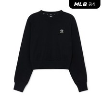 MLB 여성 베이직 스몰로고 크롭 맨투맨 NY (Black)