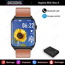 스마트워치밴드건강 혈당 온도 스마트 워치 NFC 블루투스 통화 ECG + HRV 모니터 방수 스포츠, 04 Leather Light brown