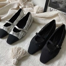 트렌드온 T89193 펌프스 트위드 하이힐 메리제인슈즈 1.3cm