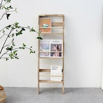 리빙원디자인 원목 3단 매거진랙 전면책꽂이 잡지꽂이 아카시아나무, 3단매거진랙