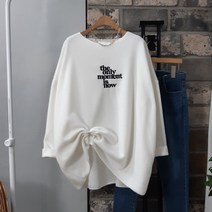 상상그이상 여성용 국내제작 모먼트 자수 박스 후리스 티셔츠 부드러운 플리스소재 자수 레터링 포인트 루즈핏 보트넥라인 청바지와 잘어울리는 베이직한 맨투맨 코디