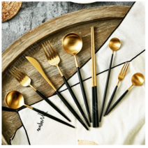 명품스타일 커트러리 골드수저세트 모전커트러리 양식기세트 3pcs, 화이트골드/포크 스푼 젓가락 3pcs