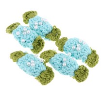 5Pcs 수제 크로 셰 뜨개질 사탕 꽃 아플리케 꾸밈 5.5x2.5cm, 폴리 에스터, 블루