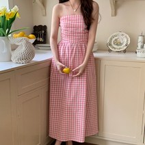 모니카제이 바캉스룩 체크감성원피스
