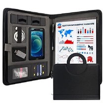 Graduate Pro 포트폴리오 가죽 지퍼 Padfolio 폴더 비즈니스 케이스 주최자 가방 패드 노트북 이력서