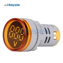 전압계 DIY 미니 디지털 22mm 원형 DC 6-100V 볼트 전압 테스터 미터 모니터 전원 LED 표시기 파일럿 램프, [04] Yellow