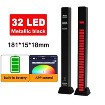 RGB 음악 사운드 컨트롤 LED 조명 스마트 앱 컨트롤 픽업 리듬 분위기 조명 자동차 Tv 게임 컴퓨터 데스크탑 장식 램프, 32LED black Battery