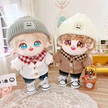 아이돌 인형옷 셔츠가디건 바지 모자 솜인형 20cm 무속성 인형 소품, 화이트