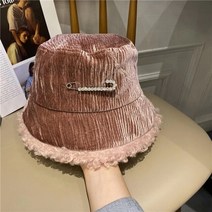 코듀로이 골덴 버킷햇 벙거지 모자 겨울 패션 모자 피불라 핑크 반사 스노우 캡 컬러 플랫 탑 두꺼운