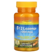 Thompson 톰슨 B12 Lozenge 천연 체리맛 1000 mcg 마름모꼴 캔디 30개