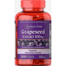 Puritans Pride Grapeseed Extract 100mg 퓨리탄 프라이드 그레이프씨드 포도씨 추출 200정, 1개, 1