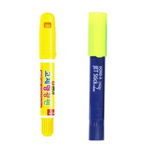 동아연필 고체형광펜세트 원형, 1색-노랑색(일반+제트스틱), 1세트