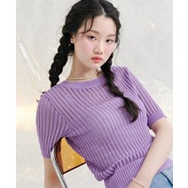 CHASECULT 여성 스카시 조직 반팔 스웨터-CBPG5692D0T