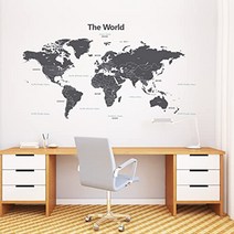 세계지도 대형 유치원 홈 주니어 데코월 DLT-1509B 해외직구, (수직) 119cm x 69cm + 잿빛개