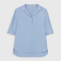 로엠 베이직 오픈카라 반팔 블라우스