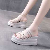 라오농 통굽 큐빅 샌들 여자 송편 통굽 여름 힐 가보시 웨지힐 샌들 +2d405LL