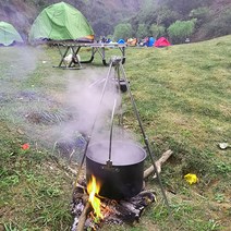 차박 노지캠핑 화로 삼각대 냄비걸이 모닥불 삼발이, 블랙