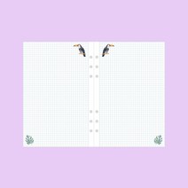 와우샵 DIY 6공 다이어리 속지 A6 A5, 버드 사각 모눈 노트 [45장]