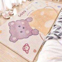 곰돌이 캐릭터 침실 카페트 보라색 보라 러그 매트 자취방 꾸미기, 60x180cm