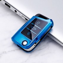 접지패드 다용도인체접지 폭스바겐용 소프트 TPU 자동차 키 케이스 커버 폭스바겐 골프 7 Mk7 스코다 옥타비아 A7 시트 이비자 레온 FR 2 알테아 쉘 홀더, 파란