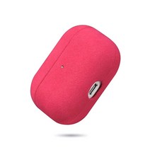 에어팟 프로 천연 가죽 케이스 Lopie [핸드메이드 시리즈] 커버 보호 스킨 프로용 휴대용 충격 방지 쉘 먼지/먼지 케이스 (에어팟 2세대용 아님) - 블랙 [관부가세 포함], Alcantara -Red