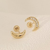 다이아모어 14K 18K 심플 달 피어싱 트라거스 귓볼 골드 귀걸이 2type