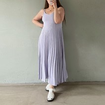 (빅사이즈)민소매 플리츠 뷔스티에 나시 레이어드 롱원피스