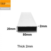 알루미늄각관 20x80mm 두께 2mm 직사각형 알루미늄 튜브 프로파일 6063 스퀘어 파이프 장식용, 50cm