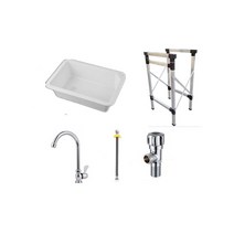 이동식 싱크대 차박 개수대 간이 캠핑 접이식 세면대, 트럼펫 싱크대, 플로어 스탠드 헤드 호스 코너 밸브