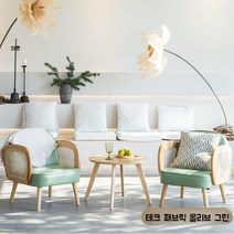 천연라탄 원목 식탁의자 카페의자 암체어 윙체어 1인쇼파 2인쇼파 3인쇼파, 테크 패브릭 올리브 그린