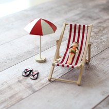 미니비치파라솔장식 인형포함세트-레드색 미니어쳐소품