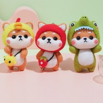 인형옷만들기패키지키트세트 반려견인형제작 반려견양모인형 양모고슴도치 강아지양모인형 양모인형, 스트로베리 공룡 리틀 옐로우 치킨보내기 도구