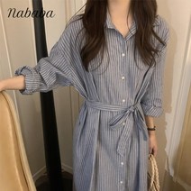 나바바 NO272 여성 캐주얼 단가라 데일리 셔츠 원피스