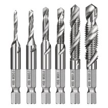 6PCS M3-M10 나사 탭 드릴 비트 HSS 탭 카운터 싱크 디버 세트 메트릭 육각형