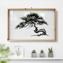 pi758-우드프레임액자_산수화절벽위소나무