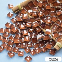 모자이크 취미 공예 재료 100pcs(100g/3.5oz) 정사각형 유리 타일 1cm/0.39in 세라믹 diy 0.4cm/0.15in 두께 만들기, 100g-3.52oz, Coffee